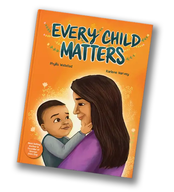 Book cover for 'Every Child Matters' showing a woman cradling a child against an orange background.